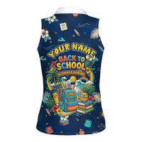 Personalized Hawaii Back To School Aloha Learning Women Sleeveless Polo Shirt Retro Rainbow open Notebook with Pineapple and Hibiscus Flowers TS04 - Polynesian Pride