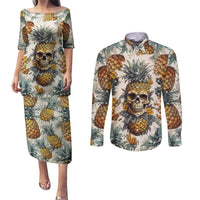 Pineapple Skull Couples Matching Puletasi Dress and Long Sleeve Button Shirts Summer Paradise TS04 - Polynesian Pride