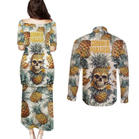 Pineapple Skull Couples Matching Puletasi Dress and Long Sleeve Button Shirts Summer Paradise TS04 Multicolor - Polynesian Pride