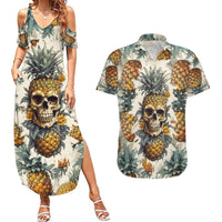 Pineapple Skull Couples Matching Summer Maxi Dress and Hawaiian Shirt Summer Paradise TS04 - Polynesian Pride