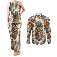 Pineapple Skull Couples Matching Tank Maxi Dress and Long Sleeve Button Shirts Summer Paradise TS04 - Polynesian Pride