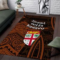 Straight Outta Kadavu Fiji Area Rug Tribal Polynesian Tattoo Coat Of Arms Flag TS04 Brown Black - Polynesian Pride