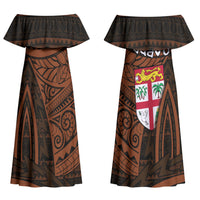 Straight Outta Kadavu Fiji Couples Matching Off Shoulder Maxi Dress and Long Sleeve Button Shirt Tribal Polynesian Tattoo Coat Of Arms Flag TS04 - Polynesian Pride