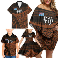 Straight Outta Kadavu Fiji Family Matching Off Shoulder Short Dress and Hawaiian Shirt Tribal Polynesian Tattoo Coat Of Arms Flag TS04 - Polynesian Pride