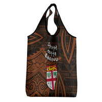 Straight Outta Kadavu Fiji Grocery Bag Tribal Polynesian Tattoo Coat Of Arms Flag TS04 - Polynesian Pride