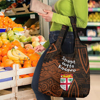 Straight Outta Kadavu Fiji Grocery Bag Tribal Polynesian Tattoo Coat Of Arms Flag TS04 - Polynesian Pride