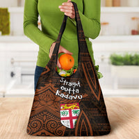 Straight Outta Kadavu Fiji Grocery Bag Tribal Polynesian Tattoo Coat Of Arms Flag TS04 - Polynesian Pride