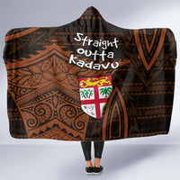 Straight Outta Kadavu Fiji Hooded Blanket Tribal Polynesian Tattoo Coat Of Arms Flag TS04 One Size Brown Black - Polynesian Pride