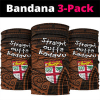 Straight Outta Kadavu Fiji Neck Gaiter Tribal Polynesian Tattoo Coat Of Arms Flag TS04 package One Size: 25*50cm Brown Black - Polynesian Pride