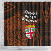 Straight Outta Kadavu Fiji Shower Curtain Tribal Polynesian Tattoo Coat Of Arms Flag TS04 - Polynesian Pride