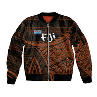 Straight Outta Kadavu Fiji Sleeve Zip Bomber Jacket Tribal Polynesian Tattoo Coat Of Arms Flag TS04 Unisex Brown Black - Polynesian Pride