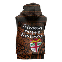 Straight Outta Kadavu Fiji Sleeveless Hoodie Tribal Polynesian Tattoo Coat Of Arms Flag TS04 - Polynesian Pride