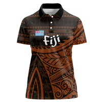 Straight Outta Kadavu Fiji Women Polo Shirt Tribal Polynesian Tattoo Coat Of Arms Flag TS04 Female Brown Black - Polynesian Pride