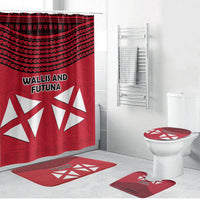 Wallis And Futuna Bathroom Set Polynesian Tattoo Flag Map TS04 Bathroom Set (4 pcs) Red Black - Polynesian Pride
