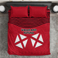 Wallis And Futuna Bedding Set Polynesian Tattoo Flag Map TS04 Red Black - Polynesian Pride