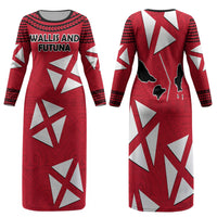 Wallis And Futuna Family Matching Long Sleeve Bodycon Dress and Hawaiian Shirt Polynesian Tattoo Flag Map TS04 Mom's Dress Red Black - Polynesian Pride