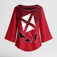 Wallis And Futuna Kimono Sleeve Blouse Polynesian Tattoo Flag Map TS04 - Polynesian Pride
