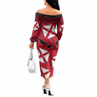 Wallis And Futuna Off The Shoulder Long Sleeve Dress Polynesian Tattoo Flag Map TS04 - Polynesian Pride