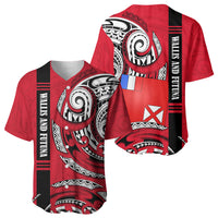 Wallis And Futuna Baseball Jersey Tribal Polynesian Tattoo Flag Motif TS04 - Polynesian Pride