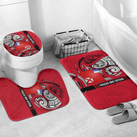 Wallis And Futuna Bathroom Set Tribal Polynesian Tattoo Flag Motif TS04 Mat Set Only (3 pcs) One Size Red Black - Polynesian Pride