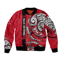 Wallis And Futuna Bomber Jacket Tribal Polynesian Tattoo Flag Motif TS04 Unisex Red Black - Polynesian Pride