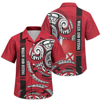 Wallis And Futuna Family Matching Long Sleeve Bodycon Dress and Hawaiian Shirt Tribal Polynesian Tattoo Flag Motif TS04 Son's Shirt Red Black - Polynesian Pride