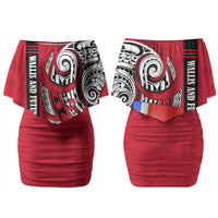 Wallis And Futuna Family Matching Off Shoulder Short Dress and Hawaiian Shirt Tribal Polynesian Tattoo Flag Motif TS04 Mom's Dress Red Black - Polynesian Pride