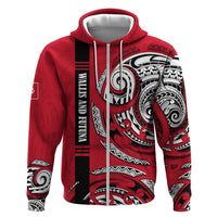 Wallis And Futuna Hoodie Tribal Polynesian Tattoo Flag Motif TS04 Zip Hoodie Red Black - Polynesian Pride