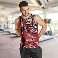 Wallis And Futuna Men Tank Top Tribal Polynesian Tattoo Flag Motif TS04 Red Black - Polynesian Pride