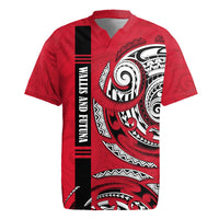 Wallis And Futuna Rugby Jersey Tribal Polynesian Tattoo Flag Motif TS04 Red Black - Polynesian Pride