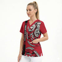 Wallis And Futuna Scrub Top Tribal Polynesian Tattoo Flag Motif TS04 - Polynesian Pride