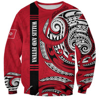 Wallis And Futuna Sweatshirt Tribal Polynesian Tattoo Flag Motif TS04 Unisex Red Black - Polynesian Pride