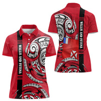 Wallis And Futuna Women Polo Shirt Tribal Polynesian Tattoo Flag Motif TS04 - Polynesian Pride