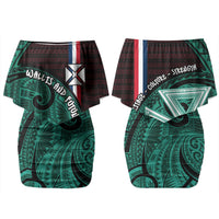 Wallis And Futuna Couples Matching Off Shoulder Short Dress and Hawaiian Shirt Tribal Polynesian Tattoo Heritage Cross Flag TS04 - Polynesian Pride