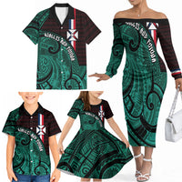 Wallis And Futuna Family Matching Off The Shoulder Long Sleeve Dress and Hawaiian Shirt Tribal Polynesian Tattoo Heritage Cross Flag TS04 - Polynesian Pride