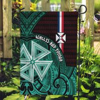 Wallis And Futuna Garden Flag Tribal Polynesian Tattoo Heritage Cross Flag TS04 Garden Flag Green Black - Polynesian Pride