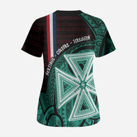 Wallis And Futuna Scrub Top Tribal Polynesian Tattoo Heritage Cross Flag TS04 - Polynesian Pride