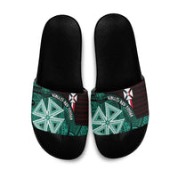 Wallis And Futuna Slide Sandals Tribal Polynesian Tattoo Heritage Cross Flag