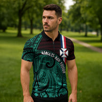 Wallis And Futuna Zipper Polo Shirt Tribal Polynesian Tattoo Heritage Cross Flag TS04 - Polynesian Pride