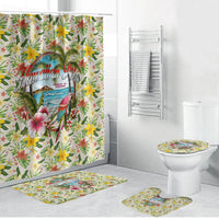Hawaiian Piko Threads Of Paradise Aloha Bathroom Set Tropical Hibiscus Plumeria TS04 Bathroom Set (4 pcs) White Green - Polynesian Pride