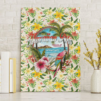 Hawaiian Piko Threads Of Paradise Aloha Canvas Wall Art Tropical Hibiscus Plumeria TS04 Without Frame White Green - Polynesian Pride
