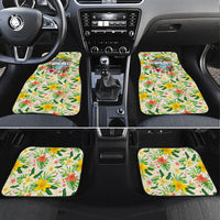 Hawaiian Piko Threads Of Paradise Aloha Car Mats Tropical Hibiscus Plumeria TS04 Set 4pcs White Green - Polynesian Pride