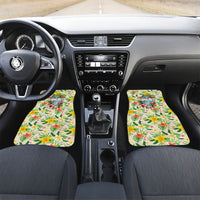 Hawaiian Piko Threads Of Paradise Aloha Car Mats Tropical Hibiscus Plumeria TS04 Set 2pcs - Front White Green - Polynesian Pride