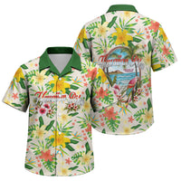 Hawaiian Piko Threads Of Paradise Aloha Family Matching Off Shoulder Maxi Dress and Hawaiian Shirt Tropical Hibiscus Plumeria TS04 Son's Shirt White Green - Polynesian Pride