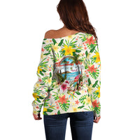 Hawaiian Piko Threads Of Paradise Aloha Off Shoulder Sweater Tropical Hibiscus Plumeria TS04 - Polynesian Pride