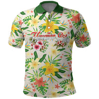 Hawaiian Piko Threads Of Paradise Aloha Polo Shirt Tropical Hibiscus Plumeria TS04 White Green - Polynesian Pride