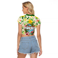 Hawaiian Piko Threads Of Paradise Aloha Raglan Cropped T Shirt Tropical Hibiscus Plumeria TS04 - Polynesian Pride