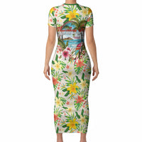Hawaiian Piko Threads Of Paradise Aloha Short Sleeve Bodycon Dress Tropical Hibiscus Plumeria TS04 - Polynesian Pride