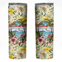 Hawaiian Piko Threads Of Paradise Aloha Skinny Tumbler Tropical Hibiscus Plumeria TS04 White Green - Polynesian Pride