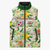 Hawaiian Piko Threads Of Paradise Aloha Sleeveless Puffer Jacket Tropical Hibiscus Plumeria TS04 Unisex White Green - Polynesian Pride